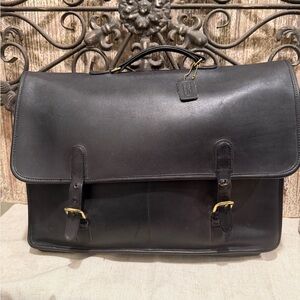 HP🌺RaRE COACH VINTAGE Classic Black Leather Briefcase